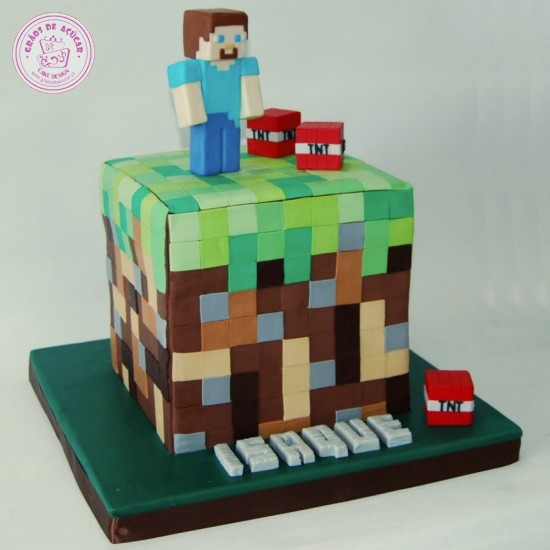 Minecraft - Grãos de Açúcar - Bolos decorados - Cake Design