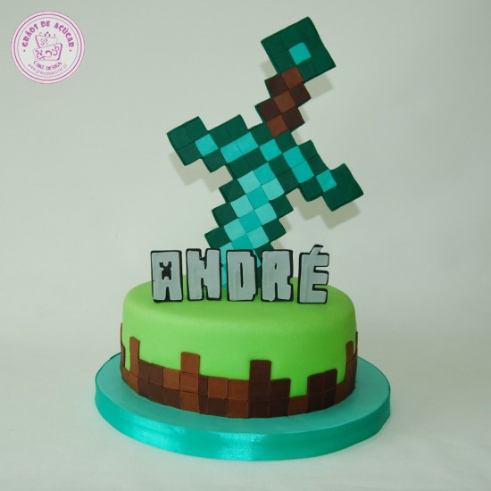 Bolo decorado Minecraft  Aniversário minecraft, Bolos de